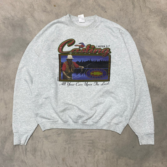 Vintage "Casting All Your Care Upon The Lord" Crewneck XL